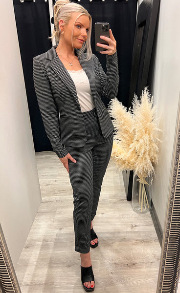 Kate houndstooth blazer - black/grey