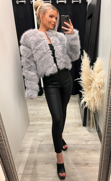 Bianca loðjakki - grey