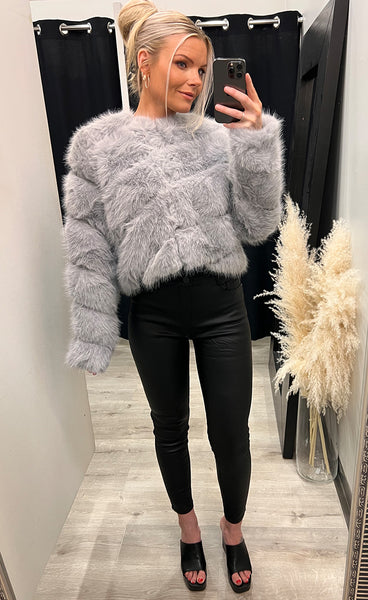 Bianca loðjakki - grey