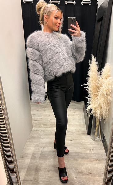 Bianca loðjakki - grey