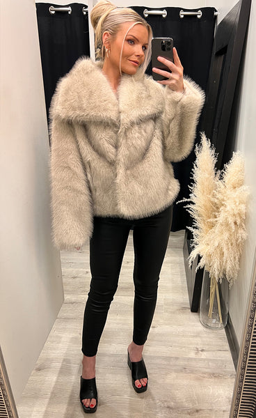 Loðjakki 3024 - beige mix
