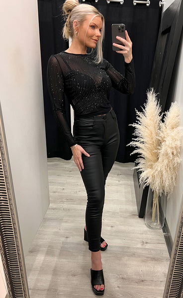 Glitter mesh top 28631 - black