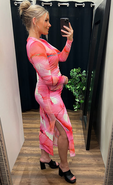 Tamara mesh dress - pink marble