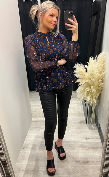 Pleats blouse 1 - peacoat mix