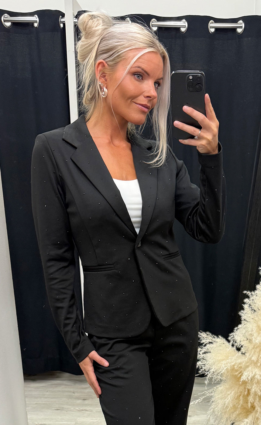 Kate rhinestone blazer - black