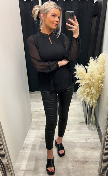 Pleats blouse 1 - black