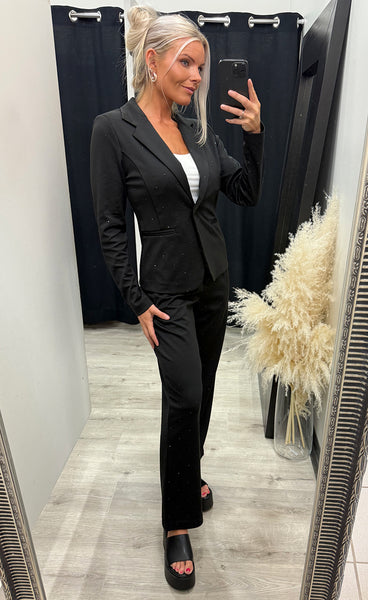 Kate rhinestone blazer - black