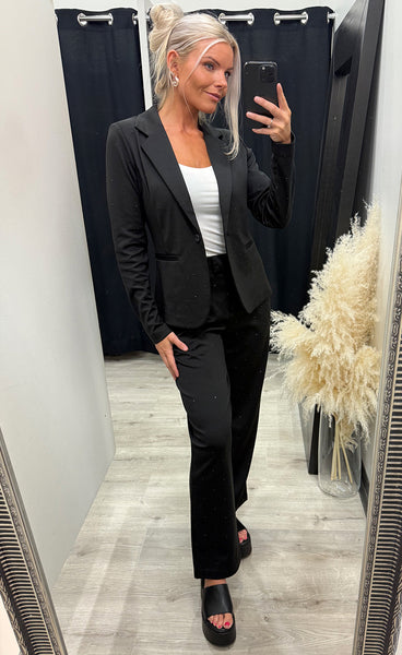 Kate rhinestone blazer - black