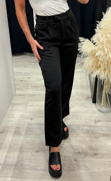 Kate rhinestone pants - black