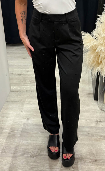 Kate rhinestone pants - black