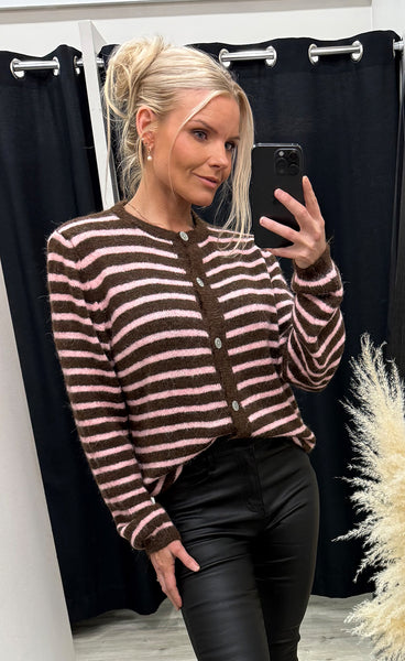 NOELLA N-Mertice knit cardigan - brown rose stripe