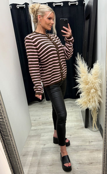 NOELLA N-Mertice knit cardigan - brown rose stripe
