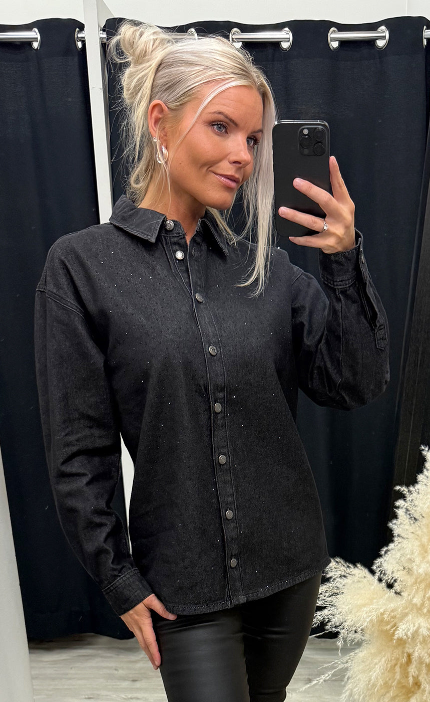 Decole shirt - black glitter denim