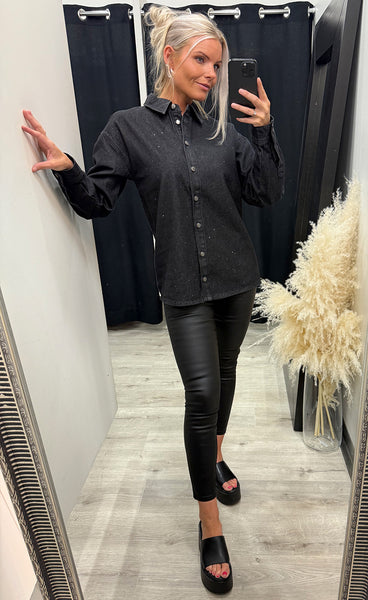 Decole shirt - black glitter denim