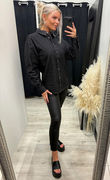 Decole shirt - black glitter denim