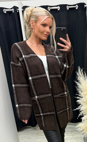 b.young Odell check cardigan - java large check