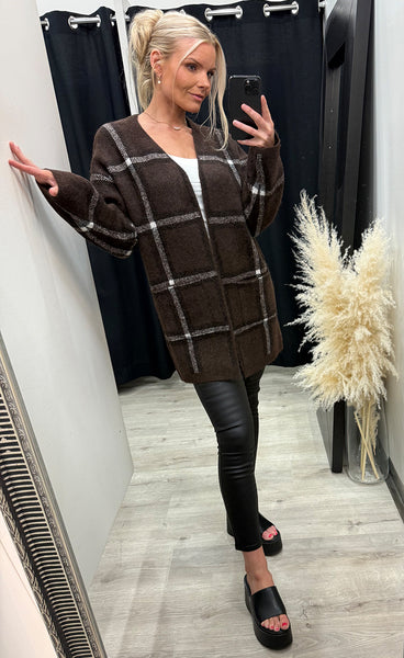 b.young Odell check cardigan - java large check