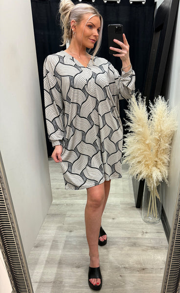 Demi teygjukjóll - taupe/black