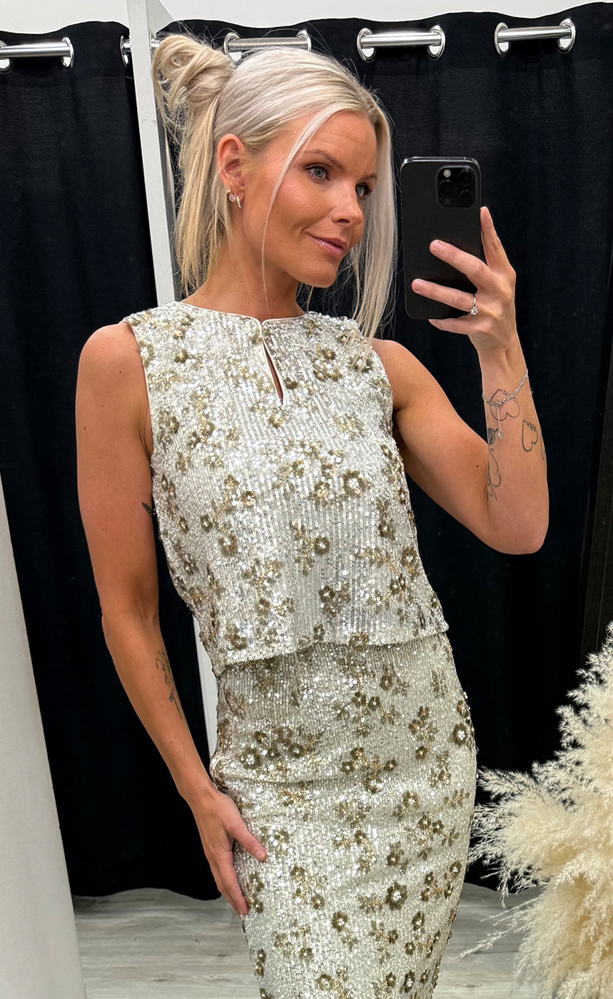 Magnolia top - silver/coco