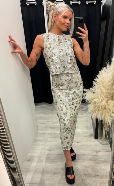 Magnolia top - silver/coco