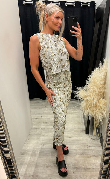 Magnolia top - silver/coco