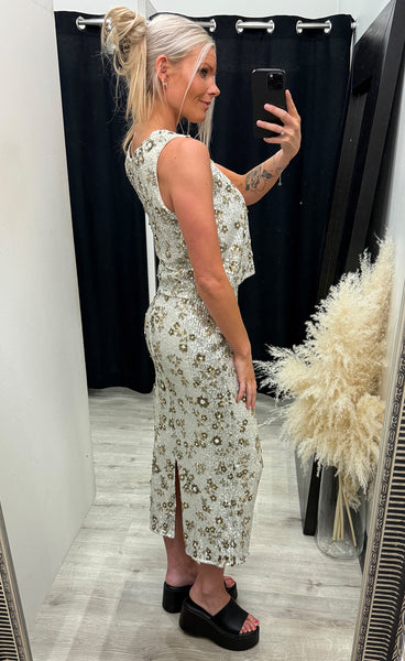 Magnolia top - silver/coco