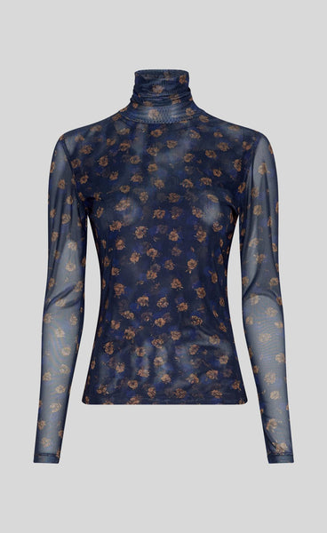 Ginie illenora top - mari blue flower