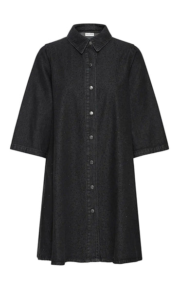 Decole glitter dress - black denim