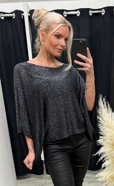 Glitter poncho 6073 - black