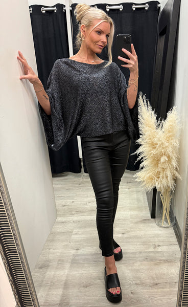 Glitter poncho 6073 - black