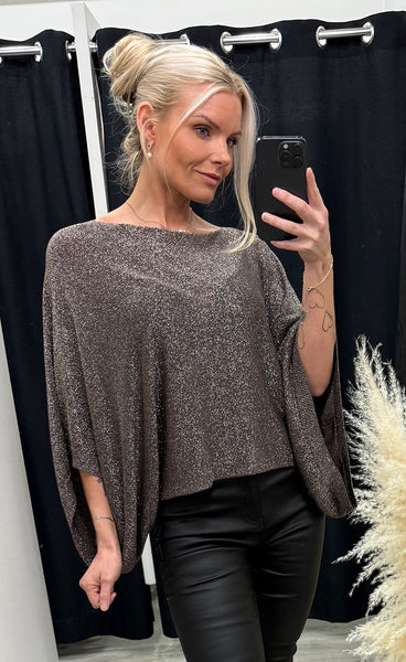 Glitter poncho 6073 - choco