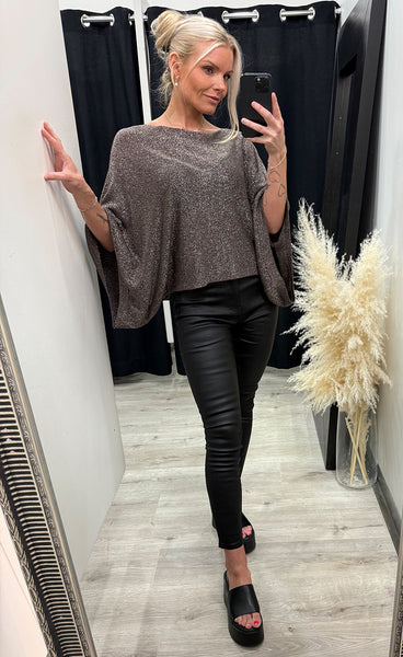 Glitter poncho 6073 - choco