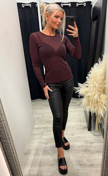 Round neck blouse - wine