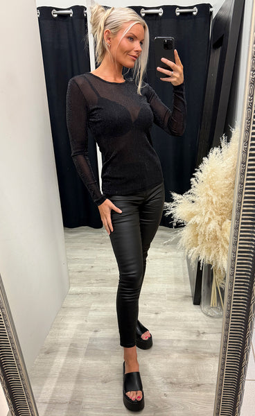 Round neck blouse - black