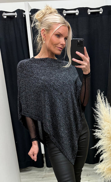 Glitter poncho 6069 - black