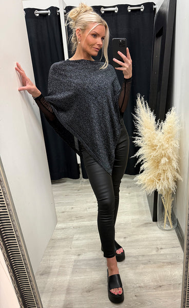 Glitter poncho 6069 - black