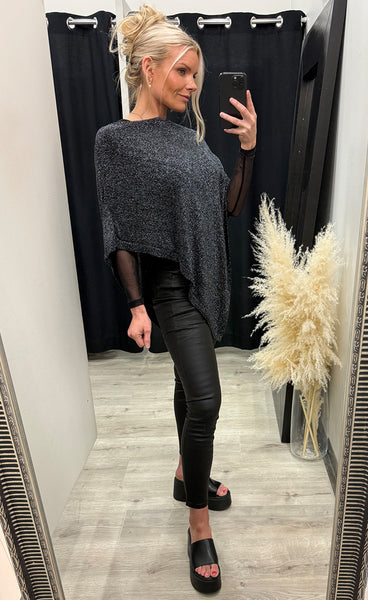 Glitter poncho 6069 - black