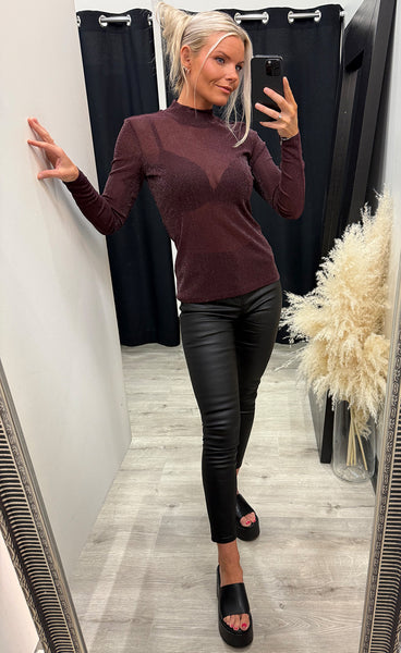 Roll neck blouse - wine