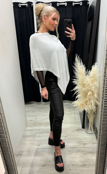 Glitter poncho 6069 - silver