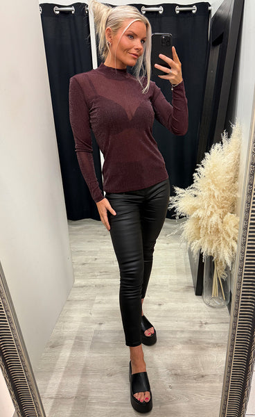 Roll neck blouse - wine
