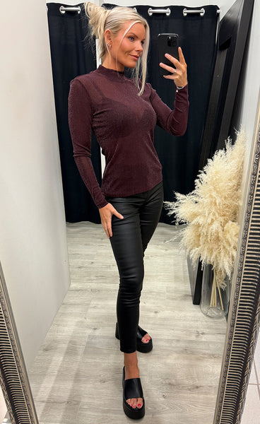 Roll neck blouse - wine