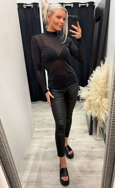 Roll neck blouse - black