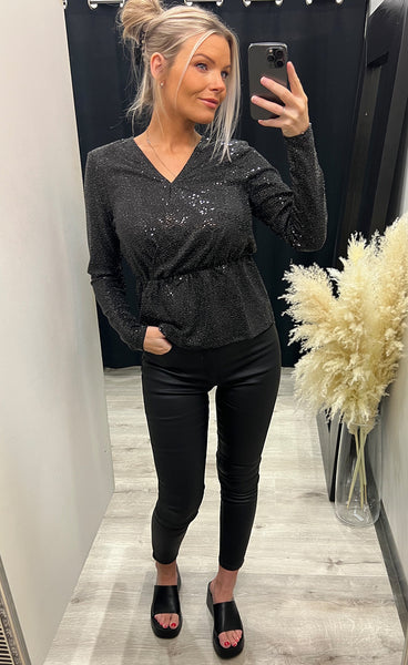 Loane blouse - black glitter