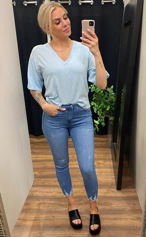 Eslina v-neck pullover - skyride melange