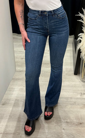 Twiggy flared HIGH WAIST - medium blue