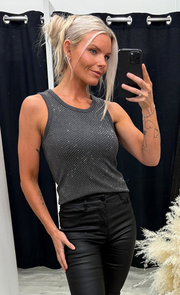 Tatum top 1 - charcoal grey melange