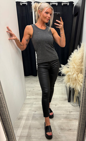 Tatum top 1 - charcoal grey melange