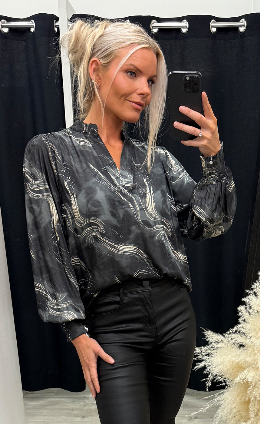 Hatti blouse 1 - gray watercolour