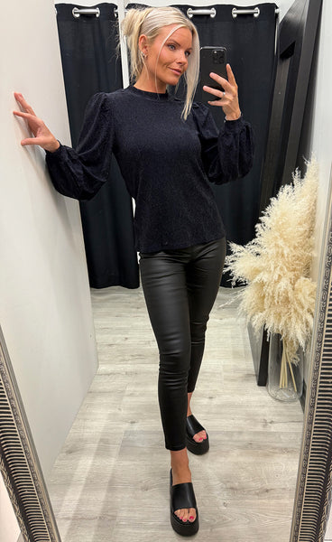 Avalon blouse 1 - night sky jacquard