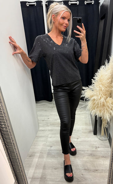 Nelenia top - black glitter